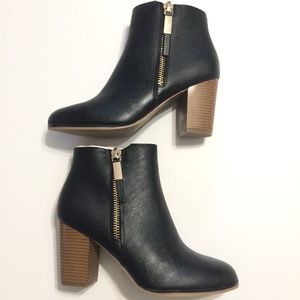 Apt 9 High Heel Ankle Boots Black Round Toe Zipper